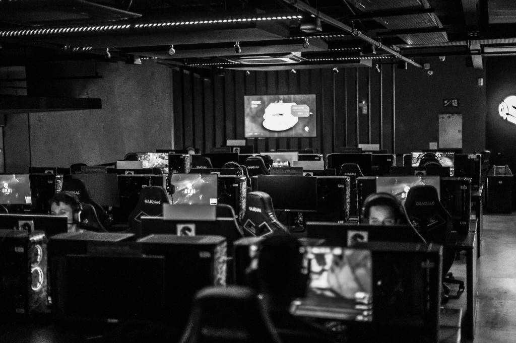 Black and white esports arena
