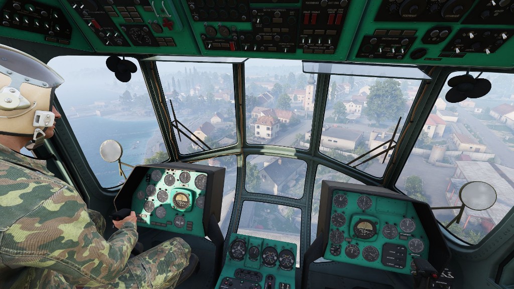 Teal Soviet helicopter cockpit instruments