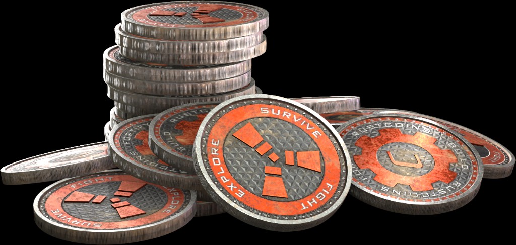 Rust coins and scrap themed store visual